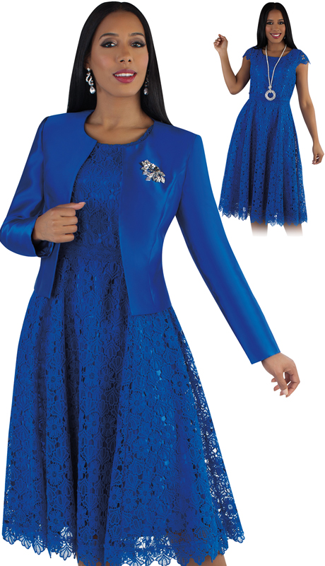 Tally Taylor 4529-RO-CO ( 2pc Silk Womens Sunday Dress With Detachable Rhinestone Brooch Graceful Pleated Lace And Silk Jacket )