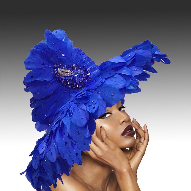 Church Hat 1757 Volcano-RO ( Large Brim Covered In Feathers  With Luxurious Brooch )