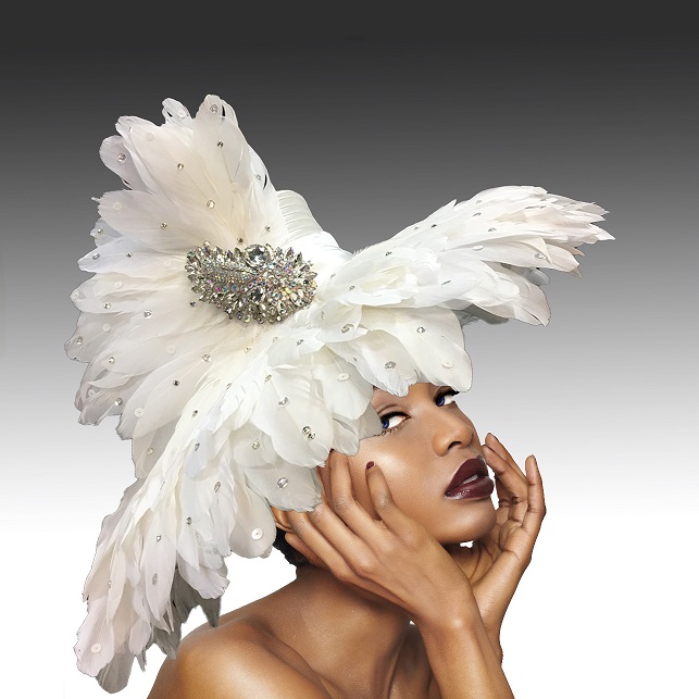 Church Hat 1757B  VOLCANO-WHT ( Festive Feather Brim )