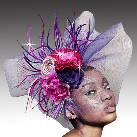 Church Hat FA2311 GEORGIA-PUR ( Headband Fascinator With Delicate Fall Flora And Feathers )