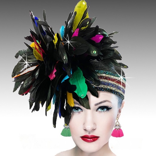 Church Hat 2629 TOUCAN-ML ( Adorned Hat With Multiple Rows Of Pave Stones, Crystals And Faux Jewels )