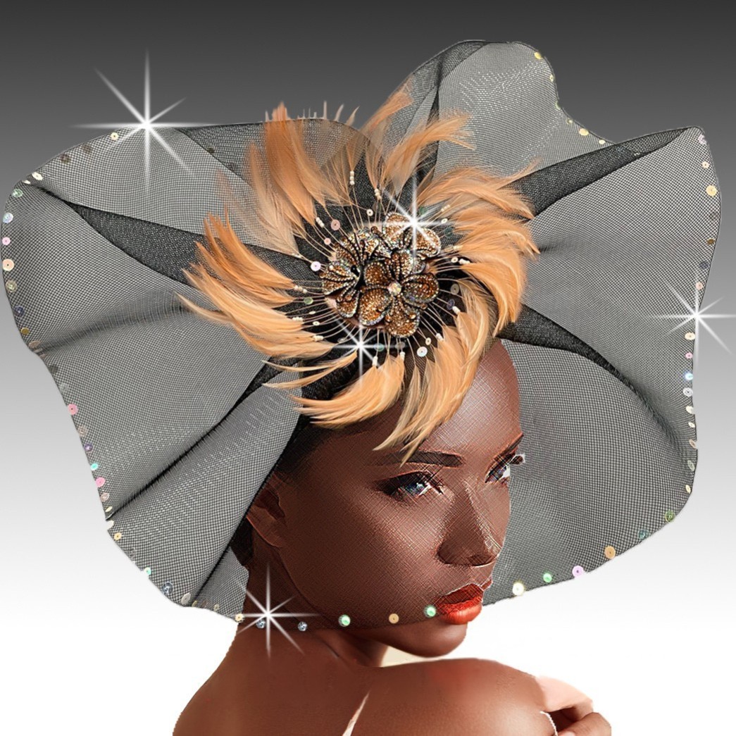 FA2953 HARLEM ( Illusion Fan Headband Fascinator ) Church Fascinator
