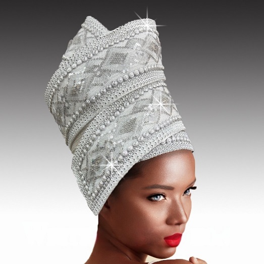 Church Hat 2966 HELIX-WH ( Jeweled Swirl Bubble )